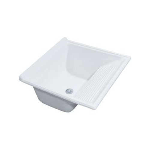 Tanque Thermo Fibra com 1 Cuba Branco 55 x 55cm Decoralita